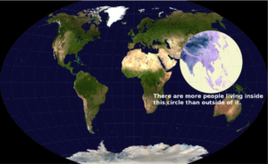 Mapa población mundo distribución
